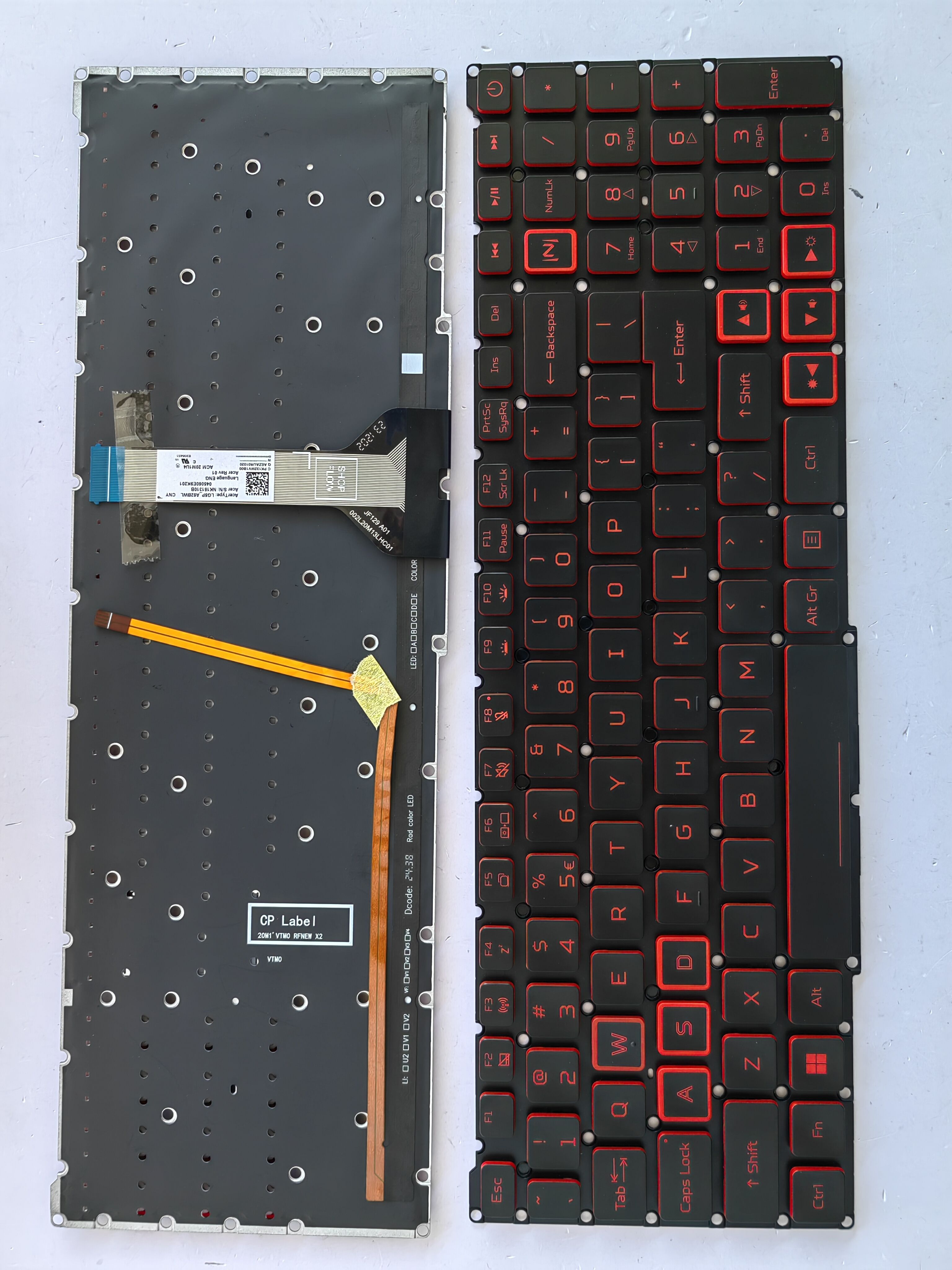 Picture of New Replacement Laptop Keyboard For ACER AN515-58 Nito 5 (AN515-58) BLACK Backlit,Red Printing,Red side (OEM) US Layout